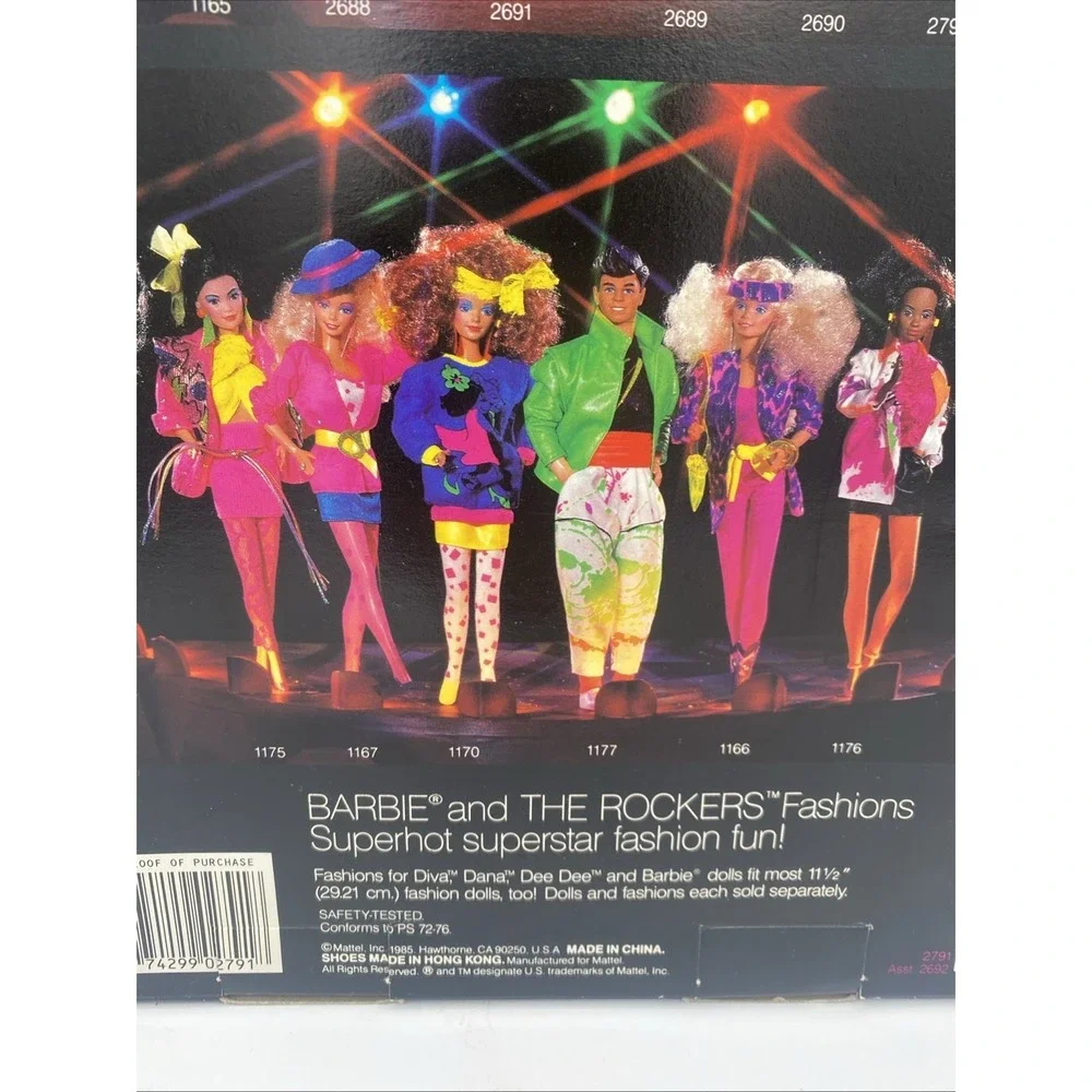VTG 1985 Barbie and the Rockers Fashion 2791, Unpunched Package NIB  1980's Neon